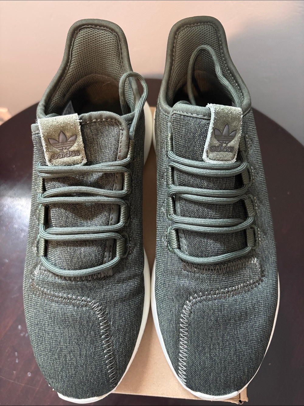 Adidas Olive Green Knit Lace-Up Women's Sneakers - Size 7.5